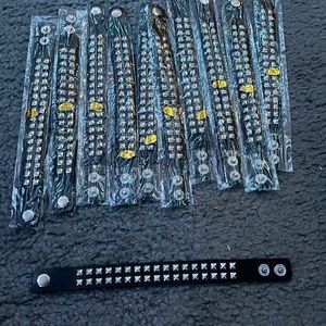 Black leather bracelets kids size